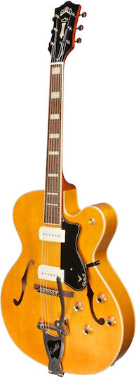 Guild X-175B Manhattan Vibrato Elektrische Gitarre ES mit SS Tonabnehmerkonfiguration Blonde