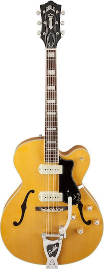 Guild X-175B Manhattan Vibrato Elektrische Gitarre ES mit SS Tonabnehmerkonfiguration Blonde