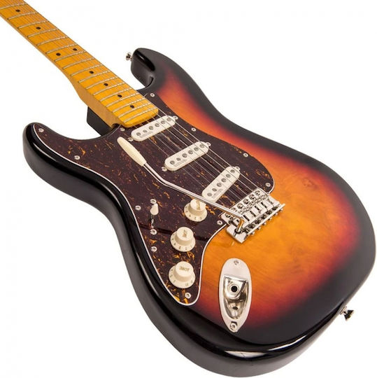 Vintage V6M ReIssued Ηλεκτρική Κιθάρα για Αριστερόχειρες ST Style με SSS Διάταξη Μαγνητών Sunburst