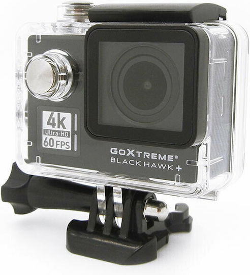 EasyPix GoXtreme Black Hawk+ Action Camera 4K Ultra HD Υποβρύχια (με Θήκη) με Οθόνη 2" και Wi-Fi Μαύρη