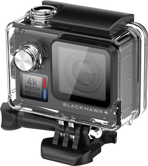 EasyPix GoXtreme Black Hawk+ Action Camera 4K Ultra HD Υποβρύχια (με Θήκη) με Οθόνη 2" και Wi-Fi Μαύρη