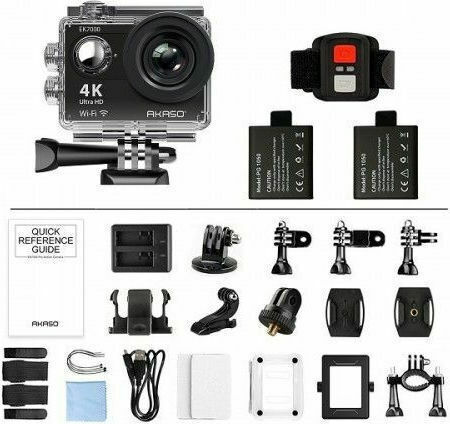Akaso EK7000 32GB Action Camera 4K Ultra HD Underwater (with Case) Standard with 2" Touch Screen and Wi-Fi Black