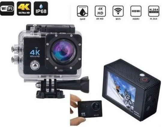 Andowl Qy07k 64GB Action Camera 4K Ultra HD Underwater (with Case) and Wi-Fi Black