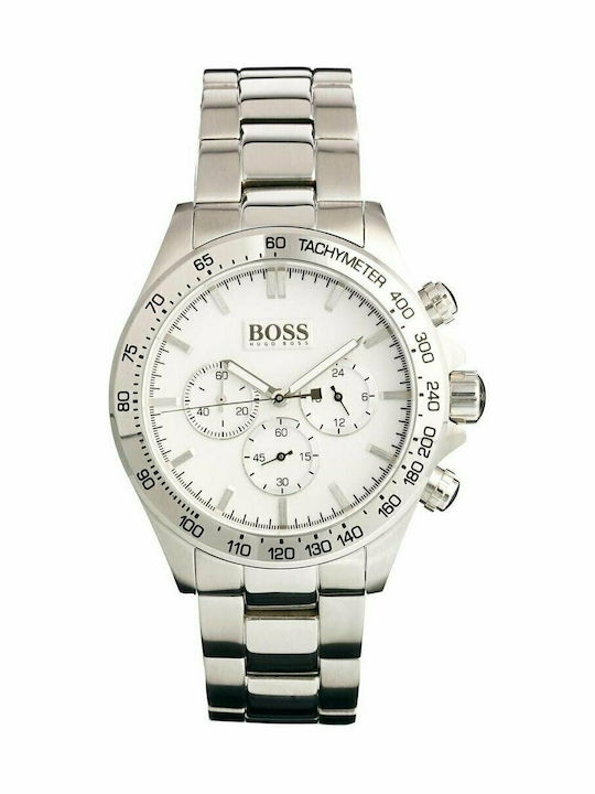 Boss Ikon Men's Watch 44mm Chronograph Battery with Silver Metal Bracelet