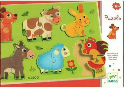 Wooden Kids Peg Puzzle Το Λιβάδι for 1+ Years 12pcs Djeco