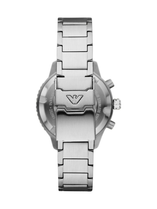Emporio Armani Men's Watch Chronograph Battery with Silver Metal Bracelet