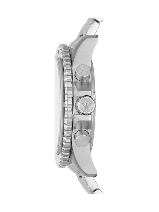 Emporio Armani Men's Watch Chronograph Battery with Silver Metal Bracelet