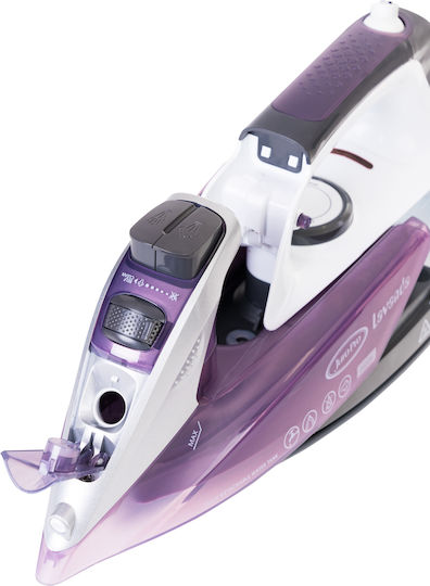 Juro-Pro Lavanda Fier de Călcat cu Abur 2400W cu Placă Ceramică și Furnizare Continuă de Abur 80gr/min