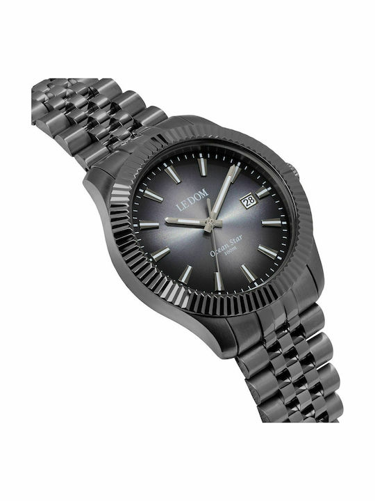 Le Dom Ocean Star Men's Watch 43mm Battery with Gray Metal Bracelet