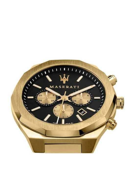 Maserati Ανδρικό Ρολόι 45mm Χρονογράφος Μπαταρίας με Χρυσό Μεταλλικό Μπρασελέ