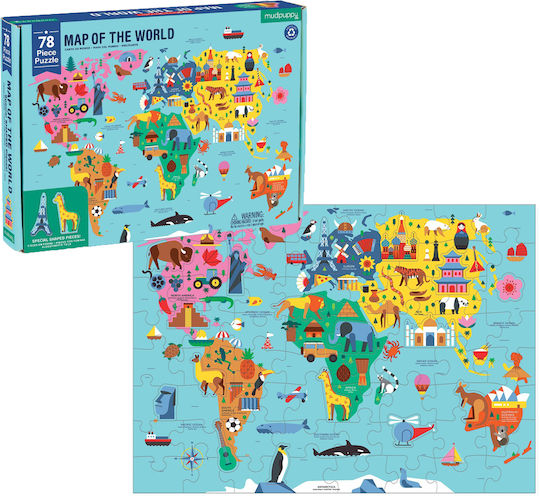 Παιδικό Puzzle Παγκόσμιος Χάρτης για 5+ Ετών 78pcs Mudpuppy