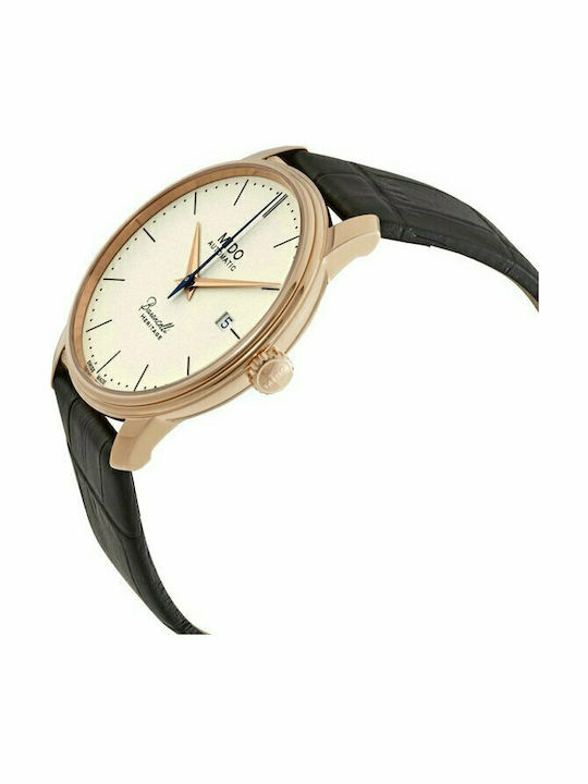 Mido Baroncelli III Automatic Ανδρικό Ρολόι 39mm Αυτόματο με Μαύρο Δερμάτινο Λουράκι