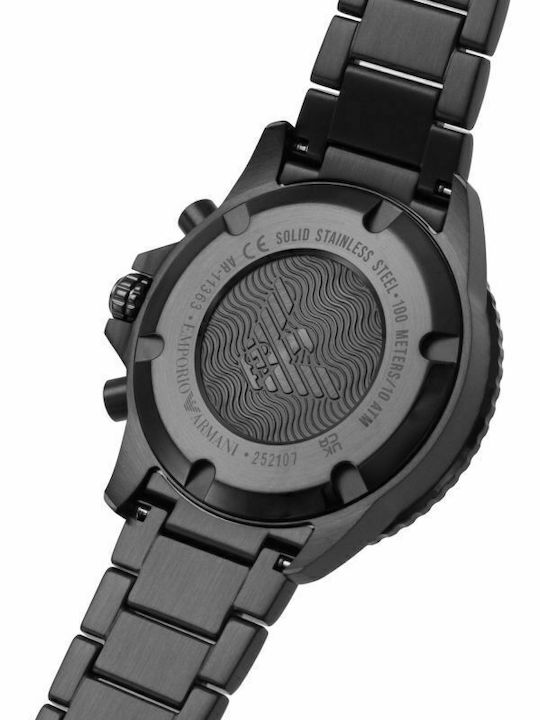 Emporio Armani Diver Men's Watch 43mm Chronograph Battery with Black Metal Bracelet