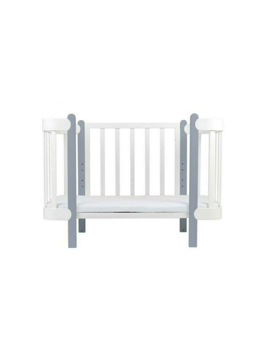 IngVart Κούνια Nika White Grey με Στρώμα & Ρόδες