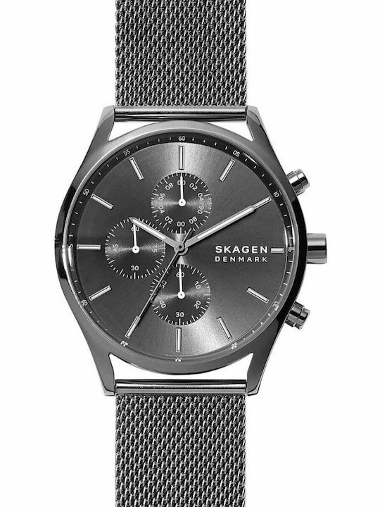 Skagen Holst Мъжки часовник 42мм На батерия Сребърна Метална гривна