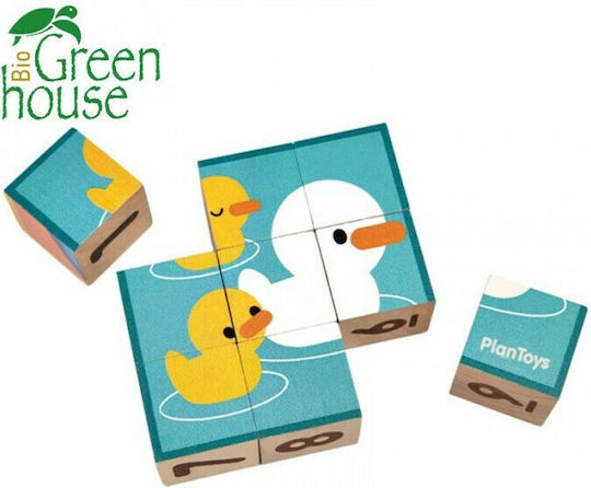 Holz Kinderpuzzle Würfel mit Zahlen und Tieren für 2+ Jahre alt+ Jahre 9pcs Plan Toys