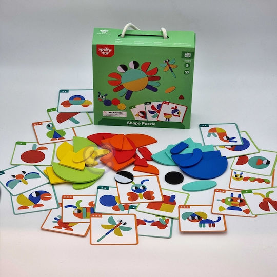 Wooden Kids Peg Puzzle Shapes for 3+ years+ Years 55pcs Tooky Toys