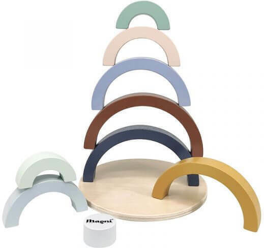 Holz Kinder Steckpuzzle Rainbow 9pcs Magni
