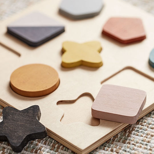 Lemnos Puzzle pentru Copii cu Îmbinări Forme Geometrice 9buc Kids Concept