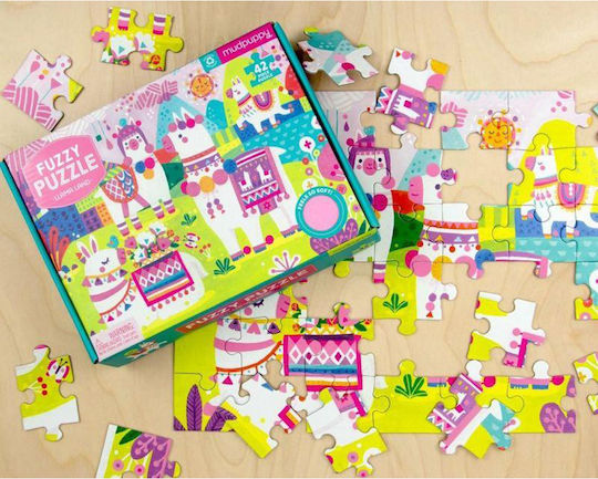 Kids Puzzle Fuzzy Puzzle Llama Land 42pcs Mudpuppy