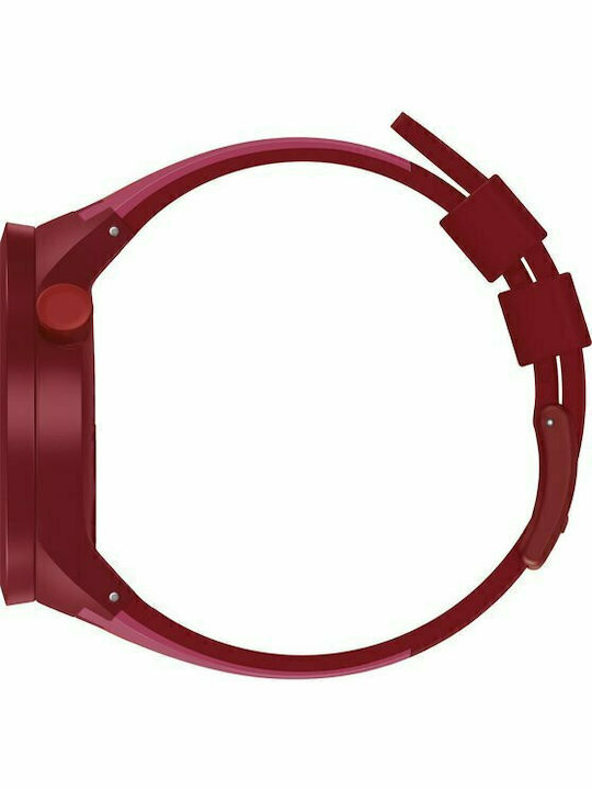 Swatch BB Kurenai Men's Watch 47mm Battery with Red Rubber Strap
