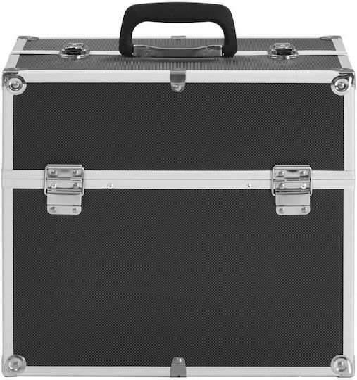 vidaXL Metallic Cosmetic Case Black H35xW37xD24cm