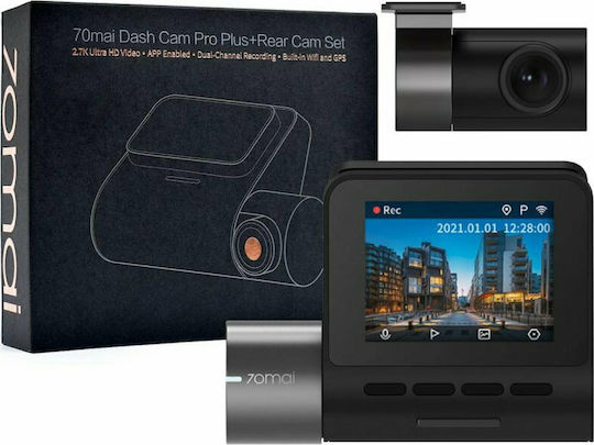 70Mai Pro Plus A500S-1 Set Camera DVR Auto 1944P cu Ecran 2" pentru Parbriz cu Autocolant & Camera de Marsarier