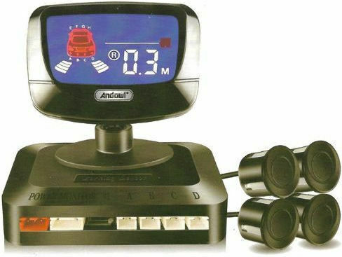 Andowl Car Parking System with Screen and 4 Sensors in Black Color