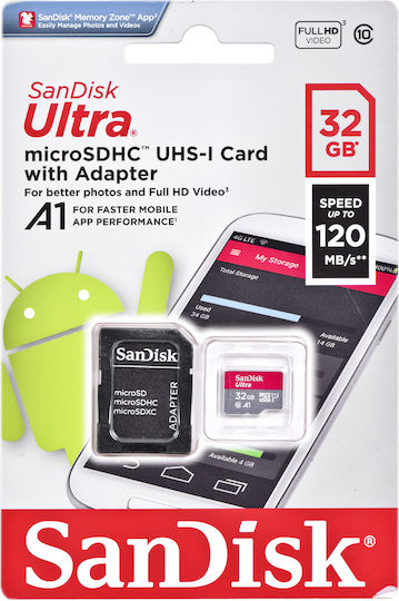 Sandisk Ultra microSDHC 32GB Class 10 U1 A1 UHS-I