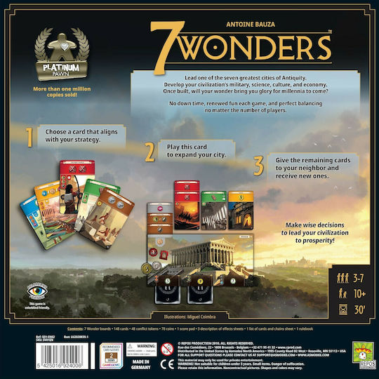 Επιτραπέζιο Παιχνίδι 7 Wonders για 3-7 Παίκτες 10+ Ετών (EN) Repos Production