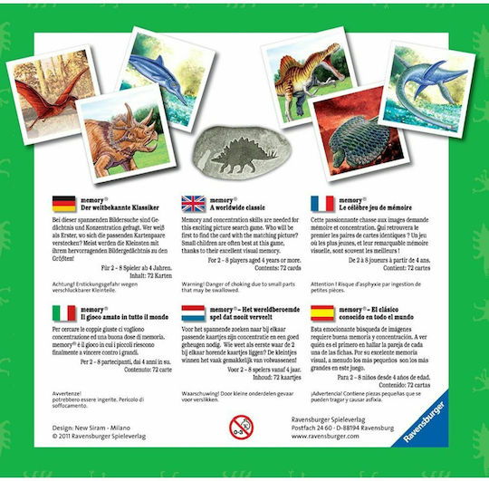 Board Game Memory Δεινόσαυροι for 2-8 Players 4+ Years Old (EN) Ravensburger