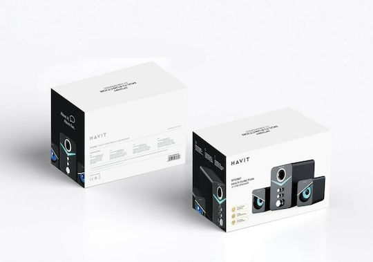 Havit SF123BT Ηχεία Υπολογιστή 2.1 με RGB Φωτισμό και Bluetooth σε Μαύρο Χρώμα