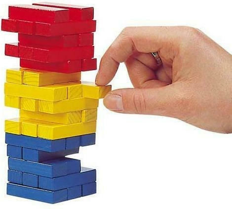 Board Game Mini Πύργος Ισορροπίας με Χρωματιστά Τουβλάκια 45τμχ for 2+ Players 4+ Years Old (EN) Goki