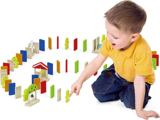 Настолна игра Domino Run Set (116 pcs) за 1 играч 3+ години (EN) Viga Toys