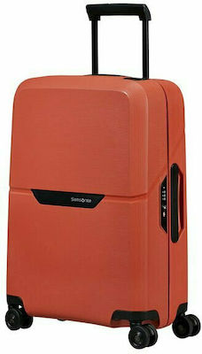 Samsonite Magnum Eco Spinner Cabin Travel Suitcase Hard Orange with 4 Wheels Height 55cm