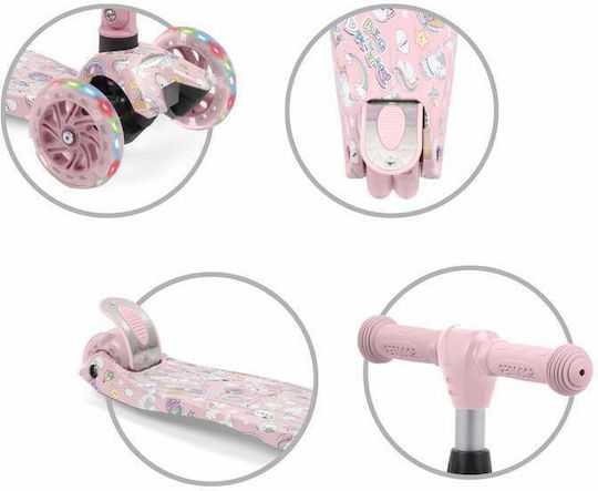 Kidwell Scuter Copii Pliabil Vento Unicorn 3 Roți Roz