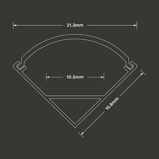 V-TAC Extern Aluminiumprofil für LED-Streifen Ecke mit Opal Abdeckung 200x1.5x1.5cm