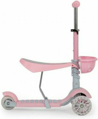Moni Kids Scooter Bubblegum 3 in 1 3-Wheel with Seat for 3+ Years Pink