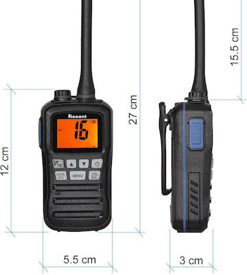 Recent RS-25M VHF Marine Wireless Transceiver 3W with Monochrome Display Black