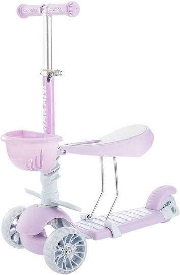 Kikka Boo Kids Scooter 3 in 1 BonBon Candy 3-Wheel with Seat for 3+ Years Lilac