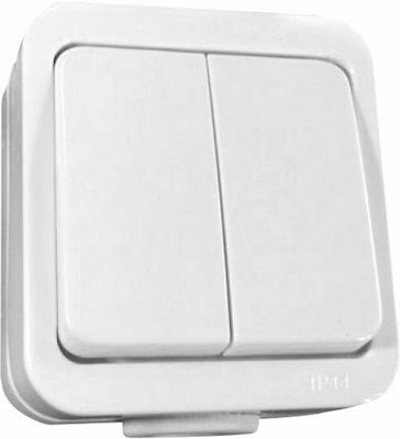 Bassiakos External Electrical Lighting Wall Switch with Frame Basic White U1112