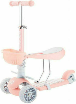 Kikka Boo Kids Scooter 3 in 1 BonBon Candy 3-Wheel with Seat for 3+ Years Pink