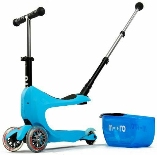 Micro Παιδικό Πατίνι Mini2Go Deluxe Plus Τρίτροχο με Κάθισμα για 1-5 Ετών Μπλε