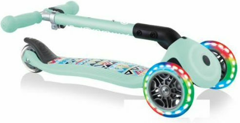 Globber Kids Foldable Scooter Junior Foldable Fantasy Lights 3-Wheel for 2+ Years Turquoise