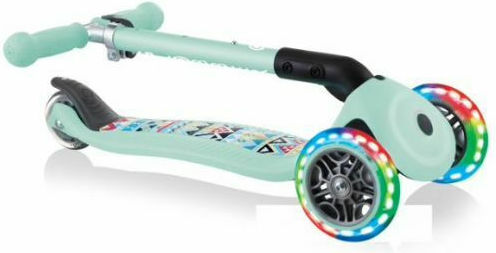 Globber Kids Foldable Scooter Junior Foldable Fantasy Lights 3-Wheel for 2+ Years Turquoise