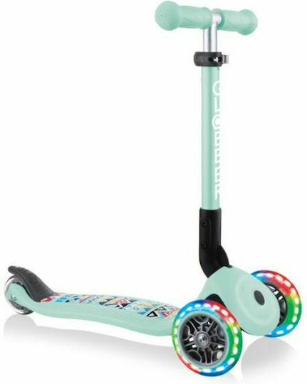 Globber Kids Foldable Scooter Junior Foldable Fantasy Lights 3-Wheel for 2+ Years Turquoise