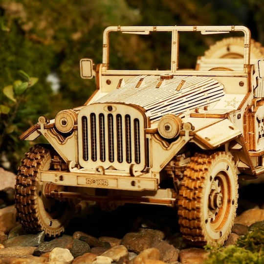 Robotime Holz-Bauspielzeug Army Field Car für Kinder ab 3+ Jahre alt Jahren