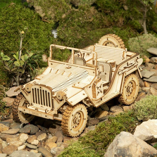 Robotime Holz-Bauspielzeug Army Field Car für Kinder ab 3+ Jahre alt Jahren