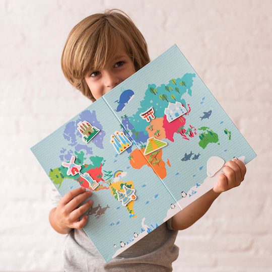 Apli Kids Μαγνητικό Παιχνίδι Κατασκευών World Map για Παιδιά 3+ Ετών AP-16494