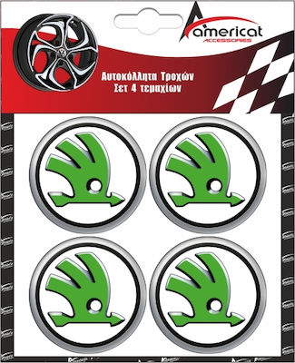 Americat Car Brand Logo Hood Skoda Octavia / Superb / Fabia / Kodiaq / Yeti / Karoq Round Chrome Hood Emblem 9cm Skoda